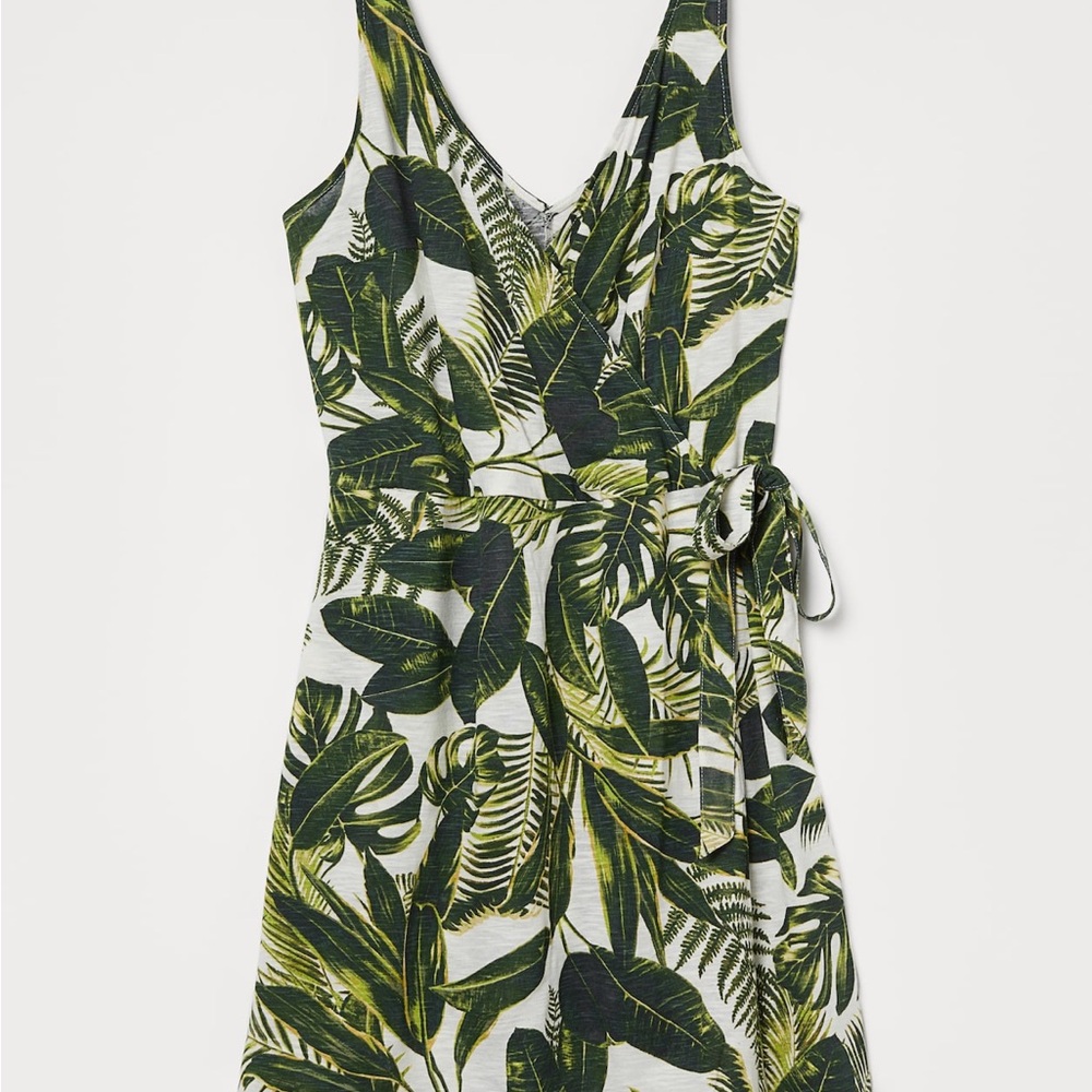 Tropical Leaf Cotton Blend Print Dress by H&M